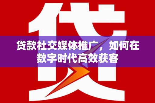 里港贷款社交媒体推广，如何在数字时代高效获客