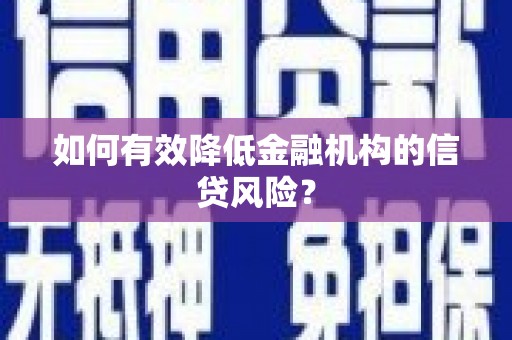 里港如何有效降低金融机构的信贷风险？