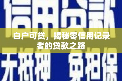 里港白户可贷，揭秘零信用记录者的贷款之路